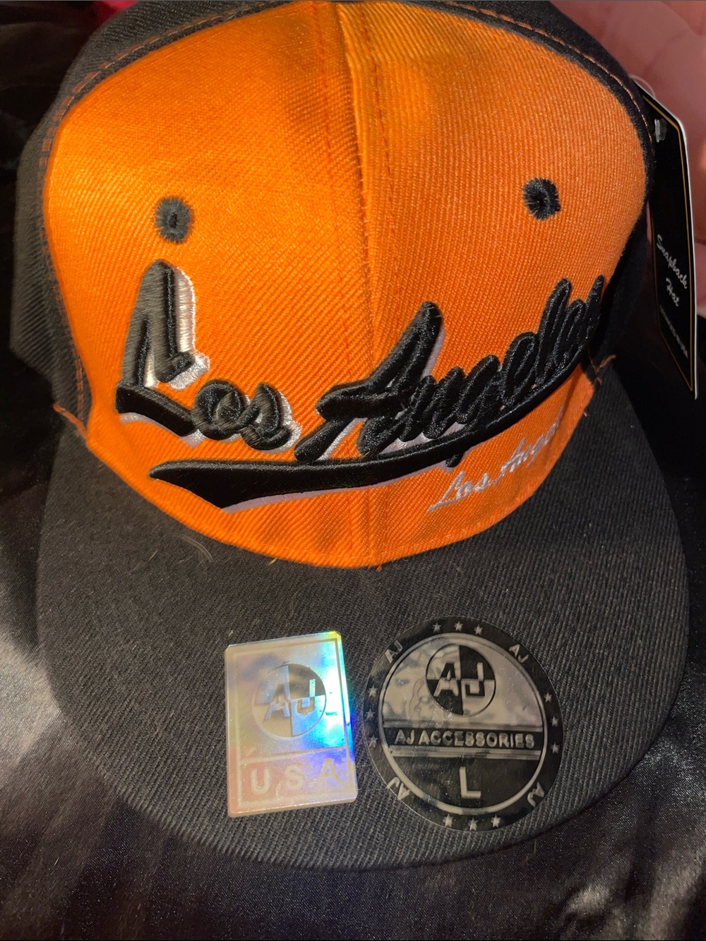 AJ Accessories Los Angeles Orange & Black Snapback Hat